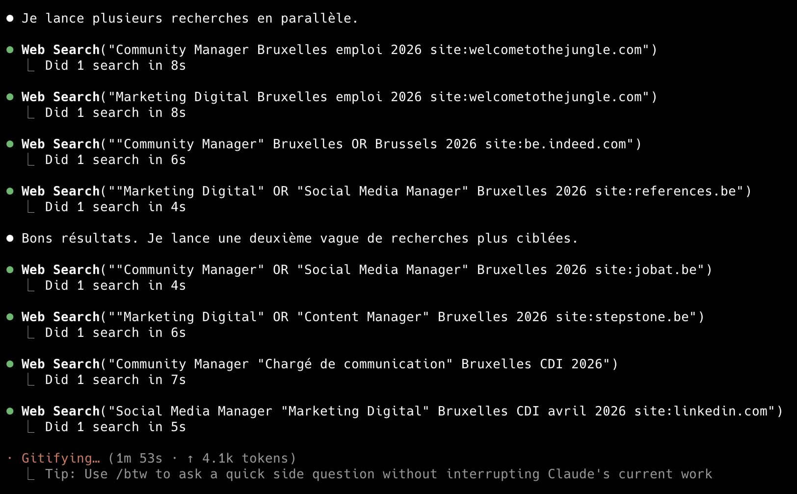 career-ops : scan de portails en cours, recherches parallèles